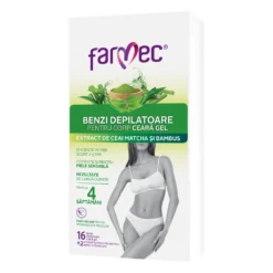 Farmec Body gel wax strips with matcha & bamboo