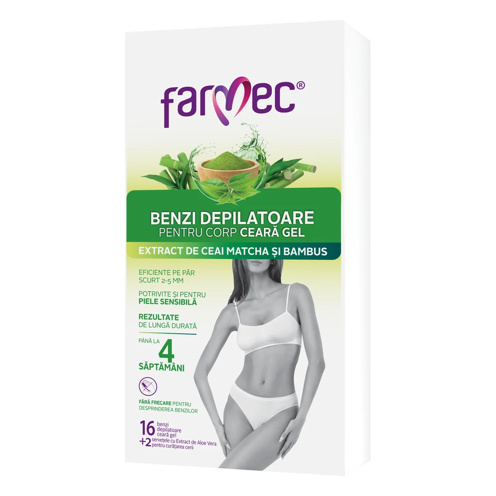 Farmec Body gel wax strips with matcha & bamboo
